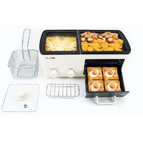 Newest 4 in 1 Hot Pot Electric with Grill and Frying Basket, Independent Dual Temperature Control, Fast Heating for Korean BBQ, Simmer, Boil, Fry, Roast, Silver