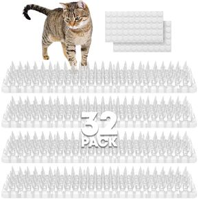 32 Pack Scat Mat For Cats - 13.3 x 3.3 Inch Cat Spike Mat With 1 Inch Spike Is A Perfect Pet Training Mat For Cat Repellent Indoor & Outdoor To Deter Cats, Dogs & Other Animals For All Seasons (Black)