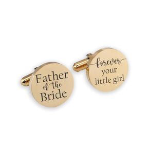Love, Georgie Father of the Bride, Forever Your Little Girl Cufflinks, Wedding Day Gift for Dad from Daughter, Round Steel or Gold Cufflinks (Gold)