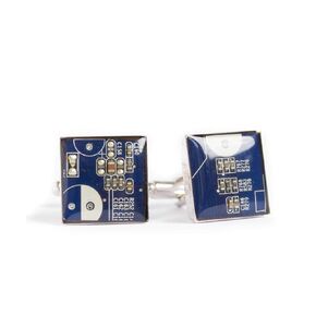 Recycled circuit board cufflinks (dark blue)