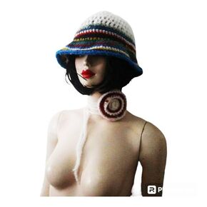 LNNUstore -Product available- Women crochet set camisol bucket hat(choose color) (M, Bucket hat, 3)