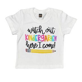 Welcome Back to School Shirt Kids Girl Boy Rainbow Pencil Colorful Print Watch Out Kindergarten Student Shirt (5-6T, Kindergaren here i come-Kids T Shirt)