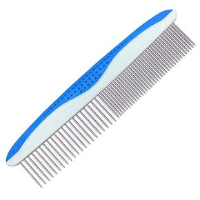 Dog Comb to Remove Tangles and Knots, Cat Comb with Stainless Steel Teeth and Non-Slip Handle, Dog combs for grooming matting for Long Haired Dog, Cat and Other pets. (Style 1)