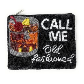 Call Me Old Fashioned Beaded Coin Purse Pouch, Small Wallets, Card Pouch Bag, Cosmetic Bag, Best Friend Birthday Gifts, Handmade Gift, Black Pouch Purse