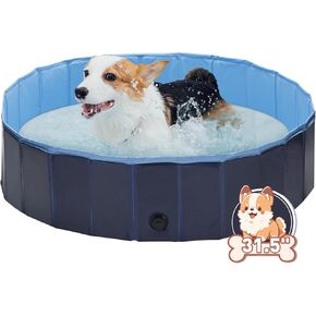 Foldable Dog Pet Bath Pool Collapsible Dog Pet Pool 47.2" Bathing Tub Kitten Puppy Pool Doggie Wading Pool for Small Medium Large Dogs Cats and Other Pets (M-Blue)