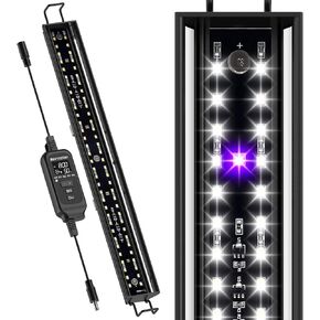 16-INCH LED UVB Light for Reptiles, LED Reptile Light Fixture Controller with Dimming and 4 UVI Modes, 14W Aluminum UVA UVB Lamp for Turtles, Snakes, and Bearded Dragons, 6500K