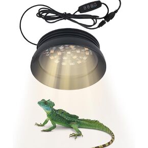 LED UVB Reptile Light with Dimmer & Timer, UVA UVB Reptile Light Fixture with LED Light Bulb and Dimming & Timing Controller, UVA UVB Light Bulbs for Reptile Bearded Dragon Lizard Turtle Gecko Snake
