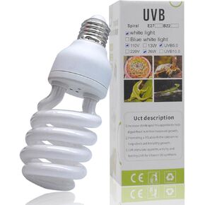 UVB Light for Reptiles, 26W 15.0 Reptile Heat Lamp Bulbs, UVA UVB Reptiles Light Bulbs Ideal for Rainforest Reptiles, Bearded Dragons Lizard Turtle Tortoise Iguanas Chameleons Snake (1 Pack)