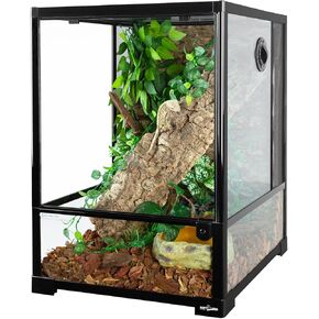 REPTI ZOO 30 Gallon Reptile Glass Terrarium, 18" x 18" x 24" Rainforest Habitat Tank with Front Opening Door, Knock-Down Vertical Reptile Terrarium with Top Screen & Side Mesh Ventilation