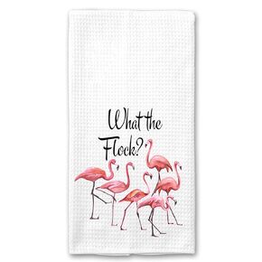 What the Flock Funny Flamingo Retro Kitchen Towel Best Friend Gift