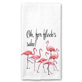 Oh for Flocks Sake Flamingo Funny Saying Kitchen Towel Best Friend Gift
