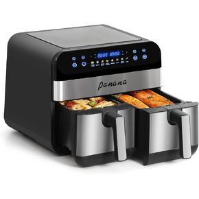 بانانا XL 9.5 كوارت 8 وظائف طهي مسبقة الضبط 2 مقلاة هوائية مع سلتين للقلي، مطابقة للطهي ولمسة نهائية ذكية للخبز والتحميص وإعادة التسخين والشواء والتجفيف والمزيد للوجبات السريعة والسهلة in Kuwait