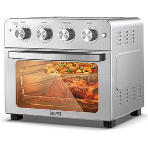 Air Fryer Toaster Oven Combo, 22QT Air Fryer Oven, 5-In-1 Toaster Oven Air Fryer Combo With Warm, Broil, Toast, Bake, Air Fry, Toaster Convection Oven Oil-Free, Stainless Steel Air Fryer