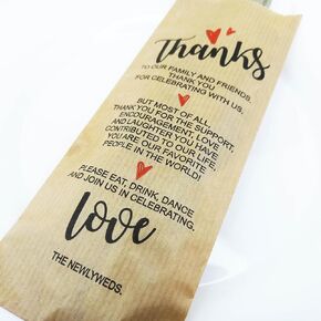 Thank You Kraft Paper Silverware Bags - Wedding Decorations Place Setting Utensil Holders For Your Table Centerpieces - Silverware Holder Bag - Pocket Sleeves - Flat 2.8" x 7.5"- Pack of 50
