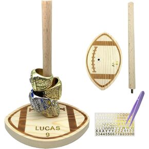 Football stacked ring holder Championship Ring Display Tournament Ring Holder Personalized Fantasy Football Rings Holder Sports Memorabilia Gifts Man Cave Decor For Men,Kids,Dad,Grandp in Saudi Arabia