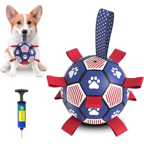 Dog Soccer Ball, 6'' World Cup Outdoor Interactive Dog Ball Toy, Dog Birthday Gift Toy for Tug of War,Puppy Toy, Dog Water Toy for Small&Medium Dog