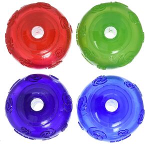 KONG Dog Squeezz Ball Medium Assorted Colors Green, Red, Blue, Purple 4pk
