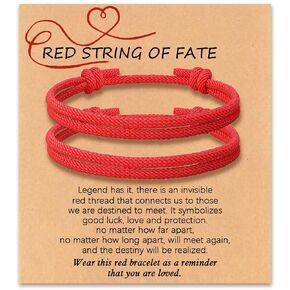 Matching Adjustable Rope Bracelet for Couples, Pinky Promise Bracelet Anniversary Valentines Day Birthday Christmas Gift for Him and Her