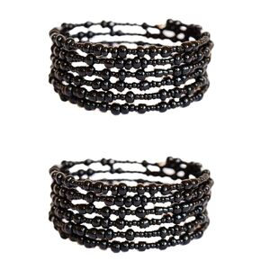 TEMBO AFRICA Set of 2 Handmade Beaded Bracelets for Women 5 loops each 10 loops in total Wrap Bracelets Boho Jewelry Gifts Black Handmade From Africa
