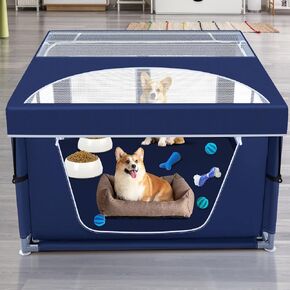 Dog Playpen with Removable Roof 42 × 42 inch, Puppy Playpen, Pet Play Pen for Dogs, 25 Height for Small Dogs, Dog fence Indoor & Outdoor, Dog Play Yard with Zipper Door