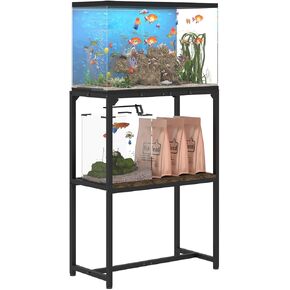 20 Gallon Fish Tank Stand, Upgraded Height Aquarium Stand Table with 2 Tiers Storage Shelf, Metal Reptile Breeder Turtle Terrarium Stand Rack for Home Office, 24" L x 12" W x 32.2" H, Black