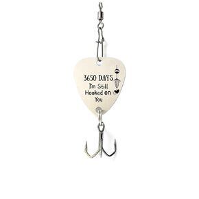 Ten Years Wedding Anniversary Gift 10 years I‘m Still Hooked On You Stainless Steel Fishing Lure Gift for Husband Wife