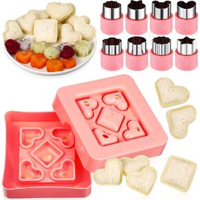 9 Pieces Sandwich Cutter Set Mini Sandwich Cutter Decruster DIY Pocket Sandwich with Vegetable and Fruit Cutters Shapes Sandwich Cutter and Sealer Bread Crust Cutter Bento Box Accessories for Kids