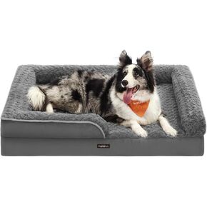 Feandrea Orthopaedic Dog Bed for Large Dogs, Waterproof Dog Sofa Bed with Removable Washable Cover, 48 x 35 x 7 Inches, Dove Gray UPGW254G01