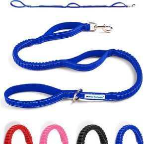 Shed Defender Shock Absorbing Bungee Leash - Three Padded Traffic Handles, Designed in The USA, Stretches 4-7ft, Elastic Dog Leash, Reflective Stitching, Large Dog & Small Breed, Heavy Duty, Black