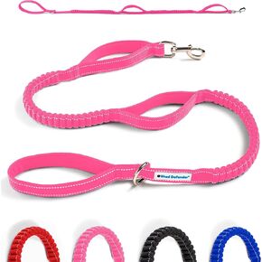 Shed Defender Shock Absorbing Bungee Leash - Three Padded Traffic Handles, Designed in The USA, Stretches 4-7ft, Elastic Dog Leash, Reflective Stitching, Large Dog & Small Breed, Heavy Duty, Black