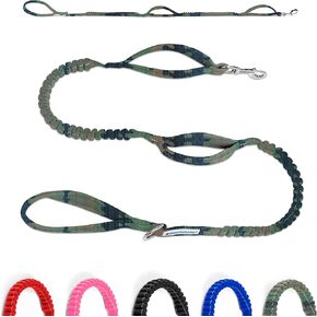 مقود بنجي ممتص للصدمات من Shed Defender - ثلاثة مقابض مرور مبطنة، مصممة في الولايات المتحدة الأمريكية، تمتد من 4 إلى 7 أقدام، مقود مرن للكلاب، خياطة عاكسة، كلب كبير وسلالة صغيرة، شديد التحمل، أسود in Kuwait