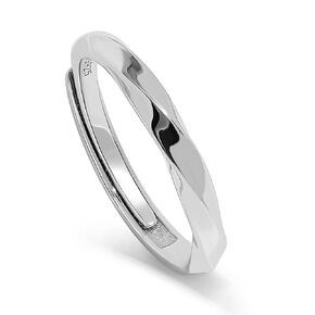 Meissa 2 Pcs Couple Rings for Women 925 Sterling Silver Men's Wedding Bands Dainty Twist Ring with Cubic Zirconia Stones Handmade Matching Ring, Set of Two Rings