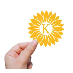 Sunflower Monogram Decal with Letter K, Vinyl Wall Sticker Home Decor Gift (K)