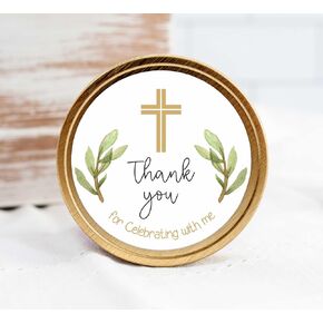 Elegant Baptism or Communion Stickers - Thank you for Celebrating with me Stickers - Greenery Favor Labels- Set of 40 Stickers