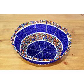 From Africa - Handmade Beaded Wire Bowl - 6 Inches Diameter - Jewelry Bowl - Blue, Multicolored in Saudi Arabia