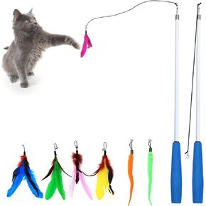 Smokey's Stash Interactive Cat Toy Wand 2pc Cat Fishing Pole Cat Toy for Indoor Cats with Feather and Funny Toy Refills to Drive Kittens Crazy