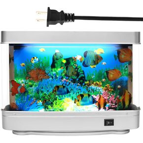 Fake Fish Tank Baby Aquarium Toy - Mini Crib Aquarium Lamp. Artificial Fish Lamp Aquarium - Virtual Ocean Moving Fish Night Light for Bedroom Décor. Gift for Kids and Cat Lovers!