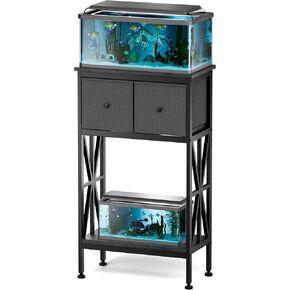 5-10 Gallon Fish Tank Stand, Heavy Duty Aquarium Stand with Dual-Tiered Cabinet, Accessory Storage Solution for Viewing Experience in Home & Office (20.47" L* 11.02" W)