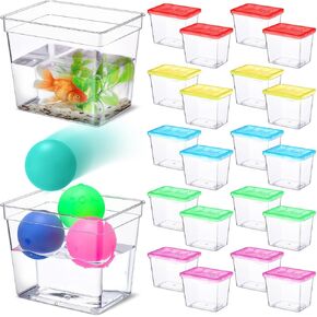 Domensi 20 Pack 12oz Plastic Fish Bowls with Table Tennis Carnival Game Favors Rectangle Gold Fish Bowls with Multicolor Balls Bulk for Adults Kids Candy Carnival Party Decoration Favors Supplies in Kuwait