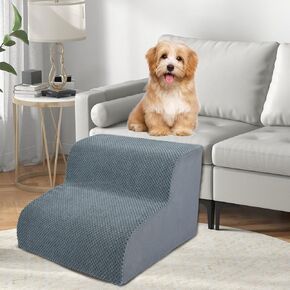 Dog Stairs for High Beds, 3-Step Dog Stairs & Steps 15.8" H for Small Dogs Cats pet to get on 16-20 inches Tall Couch/Chair/beds. 3 Tiers Pet Doggy Ramp Ladder with Non-Slip Bottom for Indoor Stairs