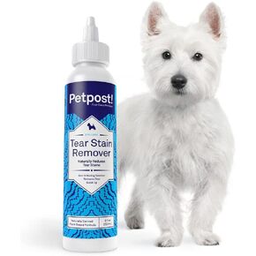 Petpost | Tear Stain Remover for Dogs - Best Natural Eye Treatment for White Fur - Soothing Coconut Oil - Maltese, Shih Tzu, Chihuahua Angels Approved - Chemical and Bleach Free - 8 oz.