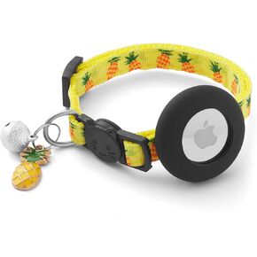 𝐋𝐀𝐅𝐀𝐘𝐈 𝐀𝐢𝐫𝐭𝐚𝐠 𝐂𝐚𝐭 𝐂𝐨𝐥𝐥𝐚𝐫 𝐁𝐫𝐞𝐚𝐤𝐚𝐰𝐚𝐲 with Bells and Fruit Pendants,Safety Kitten Collar with Apple Air Tag Holder for Girl Boy Cats,Pet Accessories,Gifts(Avocado)