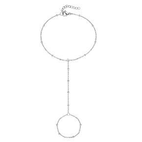 Silver Hand Chain Bracelet Ring Bracelet Hand Chain Adjustable Finger Ring Bracelet for Women Trendy
