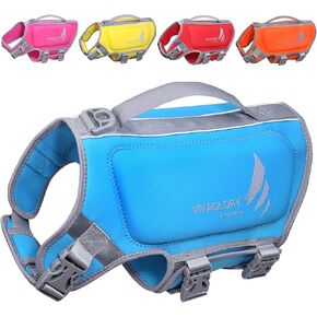 VIVAGLORY Lightweight Dog Life Jacket, Pet Life Preserver Life Vest Skin-Friendly Neoprene for Medium Dogs with D-Ring and Quick Release Buckle, Pink