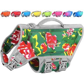 سترة نجاة خفيفة الوزن للكلاب من VIVAGLORY، سترة نجاة للحفاظ على حياة الحيوانات الأليفة من النيوبرين الصديق للبشرة للكلاب الكبيرة مع حلقة على شكل حرف D وإبزيم سريع الفك، وردي أزرق in Kuwait