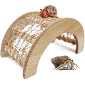 Hermit Crab Climbing Arch Bridge Wooden and Rope Hermit Crab Climbing Toys Hermit Crab Supplies Small Animal Cage Accessories for Hamster Lizard Chameleon Reptile