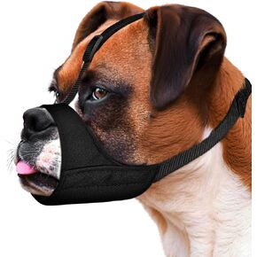 Mayerzon Pitbull Muzzle, Dog Muzzle with Anti-Slip Strap for American Bully Bulldog Boxers Rottweilers, Soft Muzzle for Medium Large Short Snout Dog Anti Biting Chewing, Allow to Drink