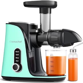 Juicer Machines, AMZCHEF Slow Cold Press Juicer with 2 Speed Modes, Travel bottles(500ML),Easy to Clean Brush & Quiet Motor for Vegetables & Fruits,Matte Black