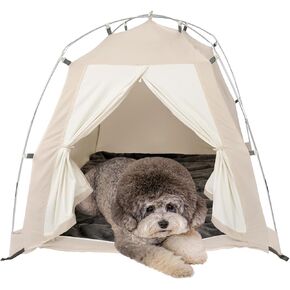 DDASUMMI Portable Pet Teepee Waterproof & Durable PE Floor Mat Dog & Cat House for Indoor/Outdoor, Camping Dog Tent Stable and Comfortable for Pets (Grey, M)