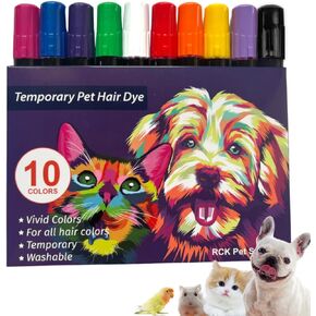RCK Hawaii 10 Pcs Temporary Pet Hair Dye, Non Toxic Color Paint Pens, Dog Hair Dye, Pet Safe Hair Dye,Washable Pet Fur Paint, Pet Safe Marking Markers for Cattle,Horses